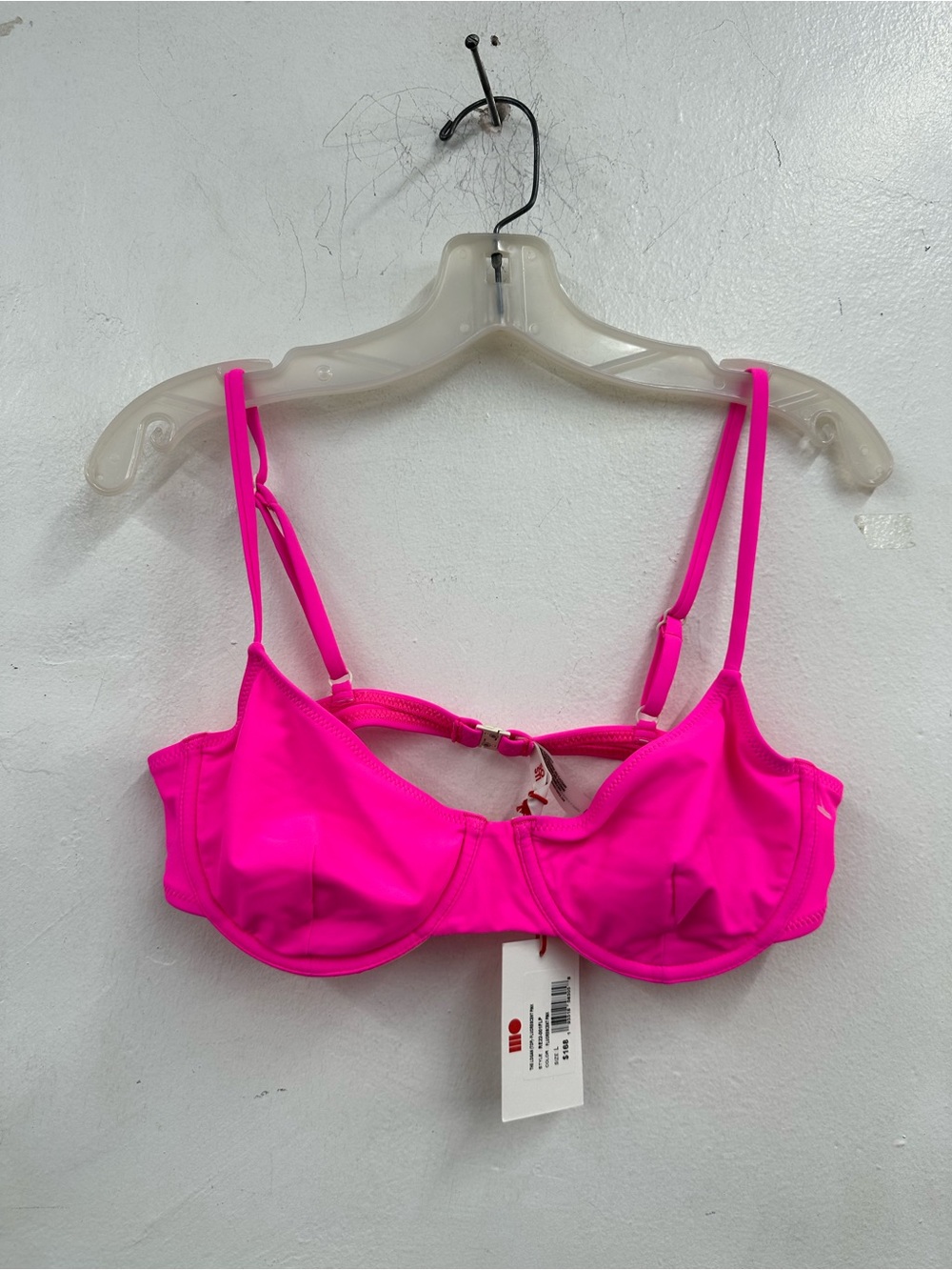 Solid and striped neon Pink Underwire Bikini Logan Top size large women’s